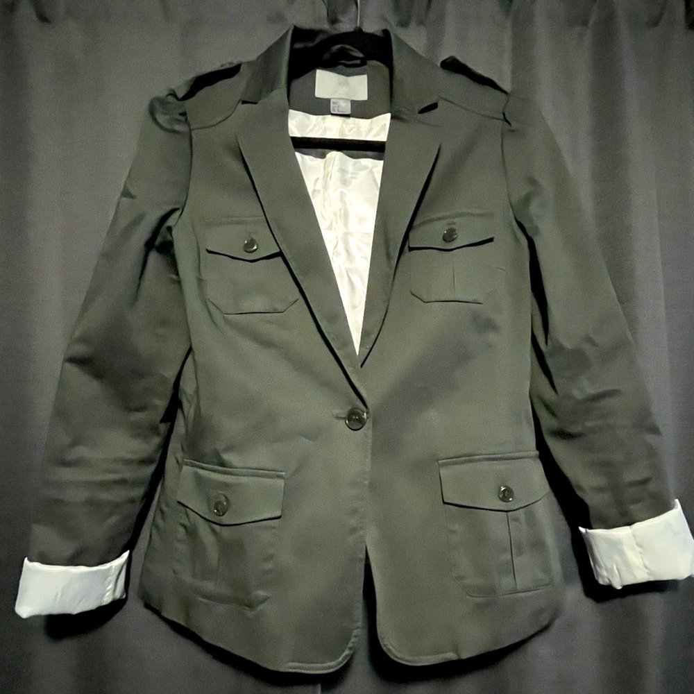 H&M Dark Gray Blazer with White Accents